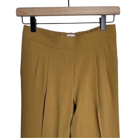 Aritzia Babaton Sz 0 Conan Mid Rise Slim Cropped Ankle Trouser Pants Yellow - Picture 8 of 11